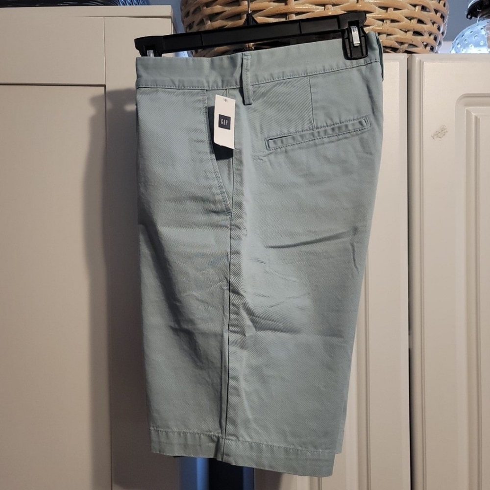 NWT Gap Men's Chino Shorts Sz 30 Island Blue Khakis Twill Flat Front Casual - Picture 5 of 7